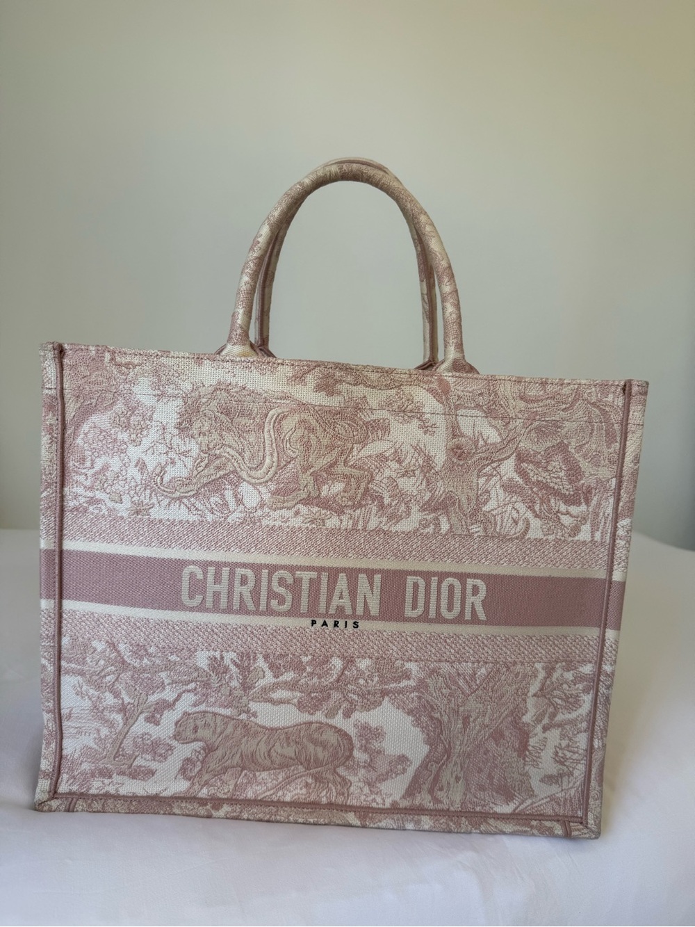Dior Toile de Jouy Pink Canvas Large Tote